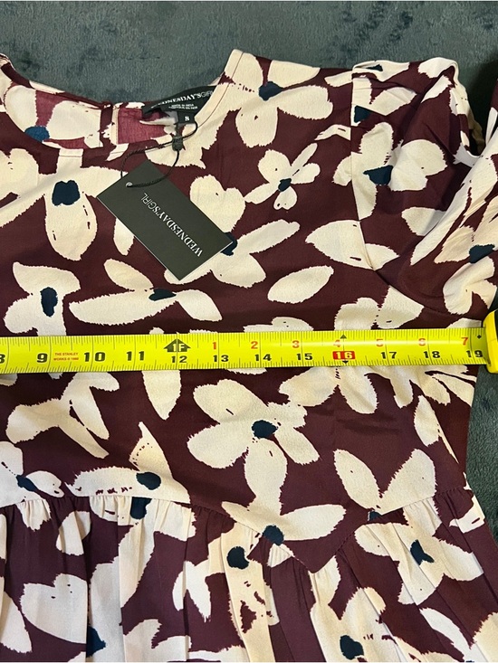 New Wednesdays Girl Bold Bloom Floral Pleated Tie Sleeve Festival Mini Dress S - Picture 12 of 17